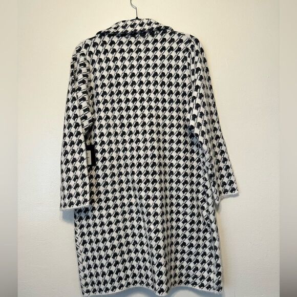 CLICHÉ Edgy Abstract Print wool blend coatigan  In Black/ivory size M - Picture 4 of 9